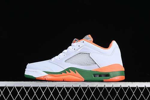 【360】[FQ1293-018]-[AIR JORDAN 5 RETRO LOW GS HURRICANES FOOTBALL GREY/BRILLIANT ORANGE/PINE GREEN]