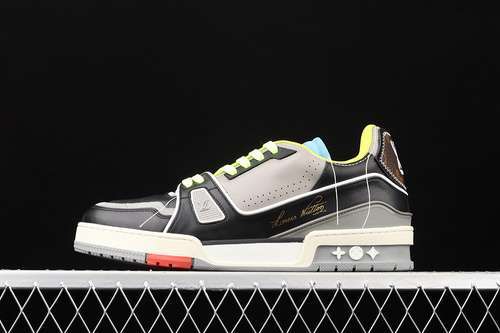 【700】[L*V 2021SS TRAINER SHOES BLACK/LIGHT GREY/GREEN]-[MAN:38-45]