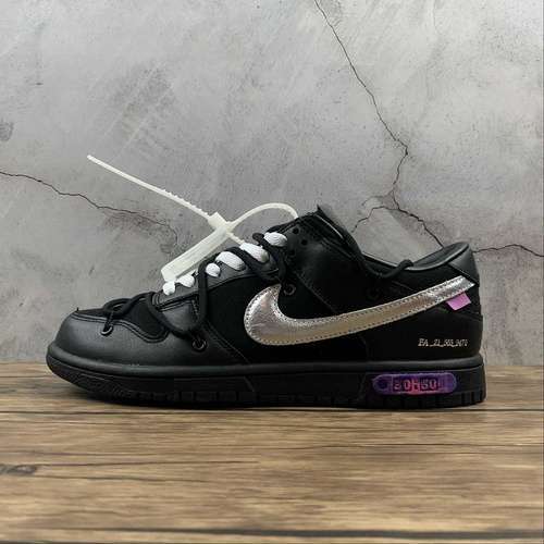【520】[DM1602-001]-[OW X SB DUNK LOW THE 50 BLACK/BLACK/SILVER]-[WOMAN:36-39]-[MAN:40-46]