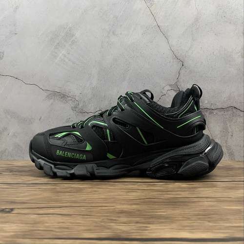【580】[BA*LEN*CIAGA TRACK 3.0 SNEAKER BLACK/BLACK/GREEN]-[WOMAN:35-39]-[MAN:40-46]
