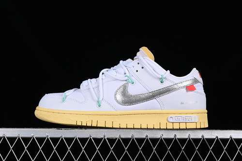 【270】[DM1602-127]-[OFF-WHITE X DUNK LOW LOT 01 OF 50 WHITE/METALLIC SILVER/BUTTER]-[UNSIZE:36-47.5]