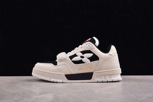 【630】[2024TRAINER L*V LOUIS VUITTON TRAINER BLACK/GREY/KHAKI]-[WOMAN:35-39]-[MAN:40-45]