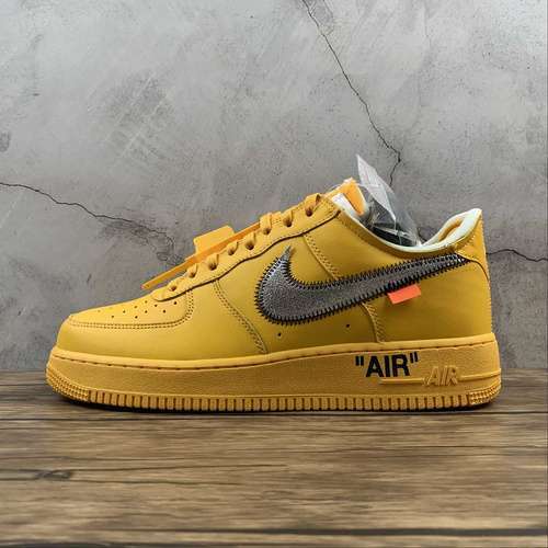 【480】[DD1876-700]-[OW X AIR FORCE 1 LOW UNIVERSITY GOLD/BLACK/METALLIC SILVER]-[UNISEX:36-47.5]