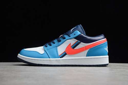 【300】[CV4892-100 ]-[AIR JORDAN 1 LOW NAVY BLUE/BLUE/ORANGE-WHITE]-[WOMAN:36-39]-[MAN:40-46]