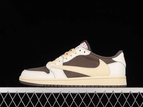 【340】[DM7866-162]-[TRAVIS SCOTT X AIR JORDAN 1 LOW OG REVERSE MOCHA SAIL/UNIVERSITY RED/RIDGEROCK]