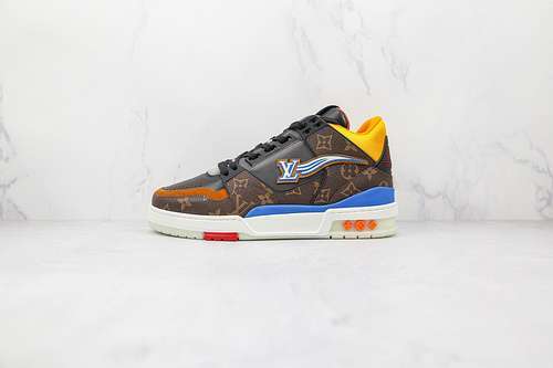 【800】[L*V 2020 TRAINER SHOES BROWN/BLUE/WHITE-YELLOW]-[MAN:39-45]