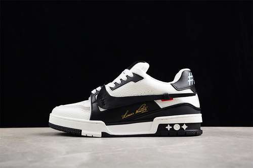 【680】[LOUIS VUITTON TRAINER SNEAKER LOW LV WHITE/BLACK]-[WOMAN:35-39]-[MAN:40-45]