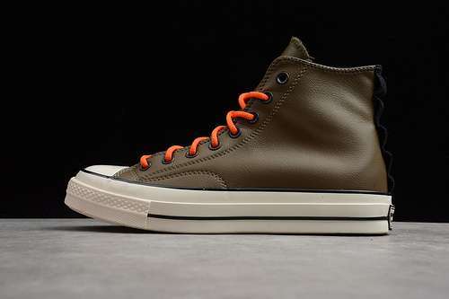 【260】[165998C]-[CHUCK TAYLOR 1970S HIGH NUBUCK LEATHER SURPLUS OLIVE GREEN/ORANGE/WHITE]