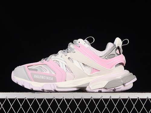 【520】[W3AD61258]-[BA*LEN*CIAGA TRACK SNEAKER TESS WHITE/GREY/PINK]-[WOMAN:36-39]-[MAN:40-47]