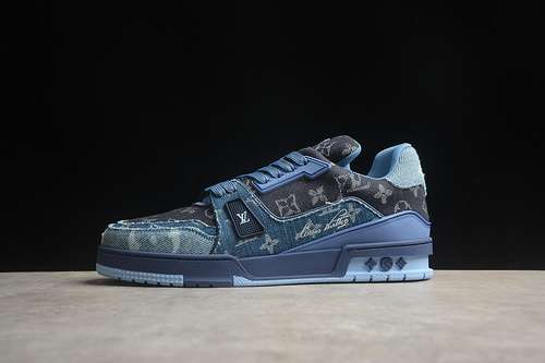 【580】[LOUIS VUITTON TRAINER SNEAKER LOW L*V WHITE/BLACK/BLUE]-[WOMAN:35-39]-[MAN:40-45]