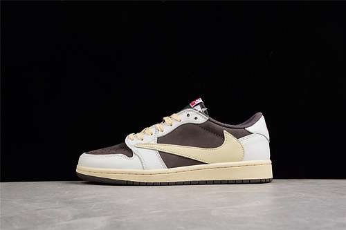 【400】[DM7866-162]-[TRAVIS SCOTT AIR JORDAN 1 LOW OG REVERSE MOCHA WHITE/BROWN/RED]-[UNISEX:36-47.5]