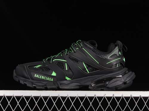 【550】[W3AC21035]-[BA*LEN*CIAGA TRACK TESS S.GOMMA SNEAKER BLACK/BLACK/GREEN]-[UNISEX:35-46]