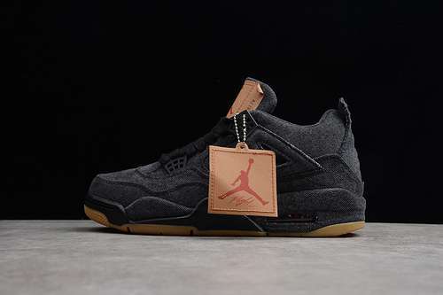 [84-82-93]-[AO2571-001]-[AIR JORDAN 4 RETRO LEVIS NRG LEVI&#x27;S BLACK/BLACK/BLACK]-[MAN:40-46]