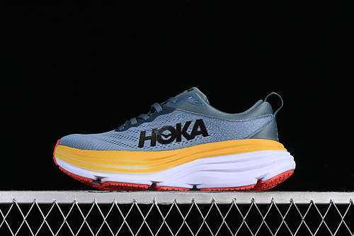 【260】[1123202 GBMS]-[HOKA ONE ONE BONDI 8 WHITE/YELLOW/BLUE]-[WOMAN:36-39]-[MAN:40-45]