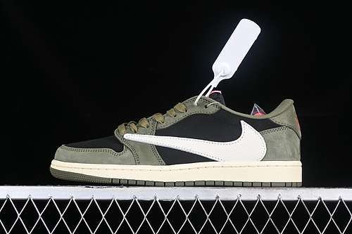 【360】[DM7866-002]-[TRAVIS SCOTT AIR JORDAN 1 LOW OG SP BLACK/SAIL/MEDIUM OLIVE/MUSLIN]-[36-47.5]