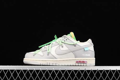 【470】[DM1602-108]-[OFF-WHITE X DUNK LOW &#x27;LOT 07 OF 50&#x27;SAIL/NEUTRAL GREYVAPOR GREEN