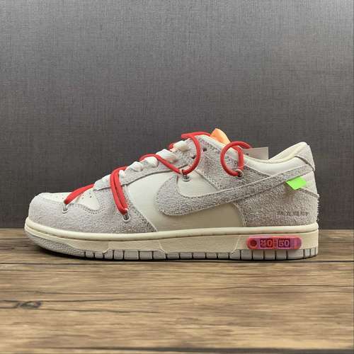【360】[DJ0950-103]-[OW X SB DUNK LOW LOT 40 OF 50 SAIL/NEUTRAL GREY/GLOBAL RED]-[UNSIEX:36-46]