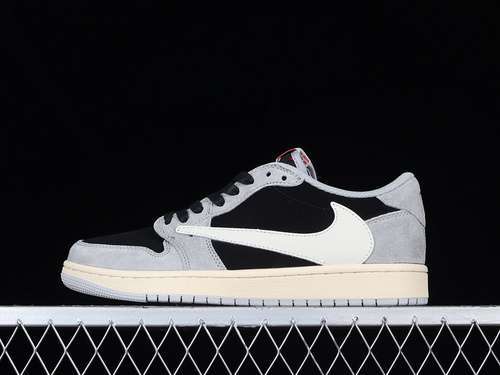 【320】[DM7866-001]-[TRAVIS SCOTT X AIR JORDAN 1 LOW BLACK PHANTOM BLACK/GREY/WHITE]-[UNISEX:36-46]