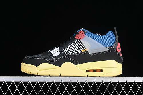 【580】[DC9533-001]-[UNION AIR JORDAN 4 RETRO OFF NOIR/BRIGADE BLUE/DARK SMOKE GREY/LIGHT FUSION RED]