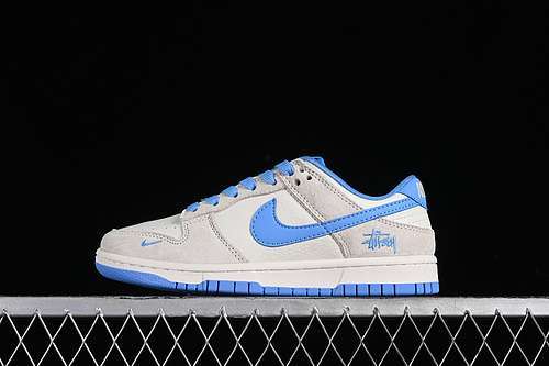 【380】[DQ1098-371]-[STUSSY SB DUNK LOW WHITE/GREY/BLUE]-[WOMAN:36-39]-[MAN:40-45]