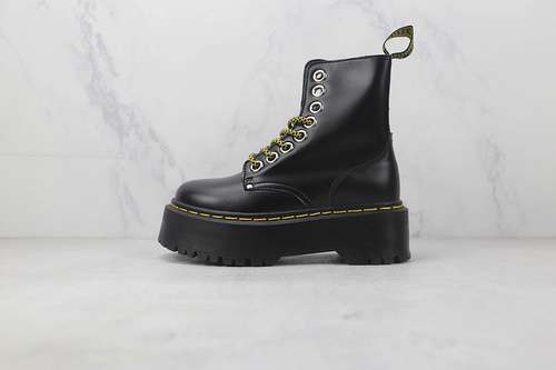 【280】[DR.MARTENS 1406 HIGH BOOTS BLACK/BLACK/YELLOW]-[WOMAN:35-39]-[MAN:40-44]