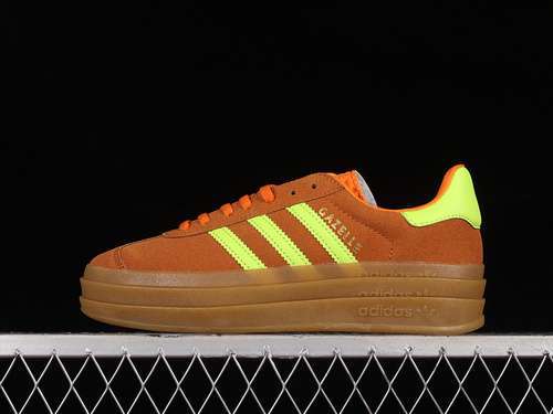 【270】[HQ6891]-[GAZELLE BOLD SHOES BROWN/FLUORESCENT GREEN/GOLD]-[WOMAN:36-40]