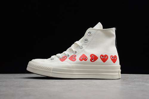 [54-52-61]-[162972C]-[CHUCK TAYLOR ALL-STAR 70S X CDG HIGH MULTI HEARTS WHITE/RED-EGRET]