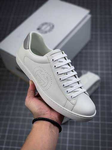 【520】[GU*CCI ACE EMBROIDERED LOW-TOP SNEAKER WHITE/WHITE/LIGHT GREY]-[UNISEX SIZE:35-45]