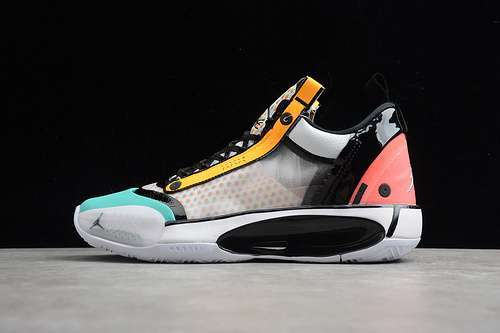 【340】[CZ7748-100]-[AIR JORDAN 34 LOW GUO AILUN WHITE/BLACK/MULTI-COLOR]-[MAN:39-45]