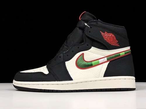 【520】[555088-015]-[AIR JORDAN 1 RETRO HIGH SPORTS ILLUSTRATED BLACK/VARSITY RED/SAIL]