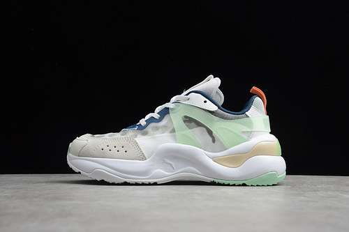 【240】[371777-01]-[RISE SHOES WHITE/MIST GREEN/CANTALOUPE]-[WOMAN:35.5-39]-[MAN:40-44]