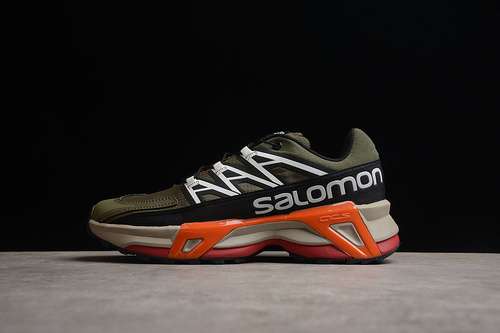 【380】[SALOMON XT-STEER RUNNING SHOES ARMY GREEN/BLACK/WHITE-ORANGE]-[MAN:40-45]