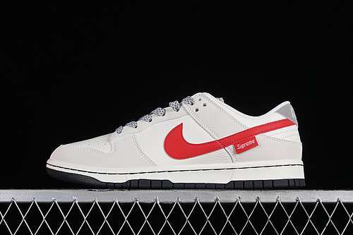 【360】[DQ1098-333]-[SUPREME SB DUNK LOW OFF WHITE/RED/GREY]-[WOMAN:36-39]-[MAN:40-45]