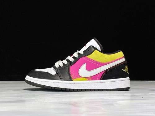 【300】[CW5564-001]-[AIR JORDAN 1 LOW SPRAY PAINT BLACK/ACTIVE FUCHSIA-CYBER-WHITE]