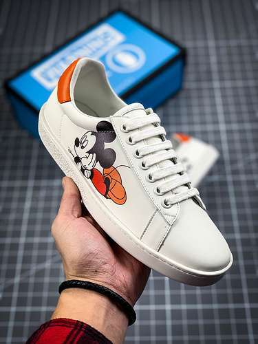 【280】[GU*CCI ACE EMBROIDERED LOW-TOP SNEAKER WHITE/BLACK/ORANGE]-[UNISEX SIZE:35-44]