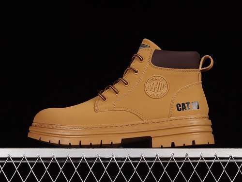 【380】[P73536B3D]-[CAT 2022SS HIGH TOP CASUAL BOOTS WHEAT/WHEAT/BLACK]-[MAN:38-45]