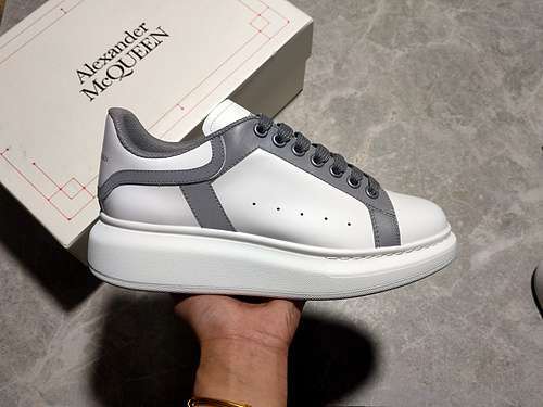【480】[ALE*XANDER MCQUEEN SOLE LEATHER SNEAKERS WHITE/WHITE/GREY]-[WOMAN:35-39]-[MAN:40-45]