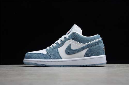【300】[315921-141]-[GZ AIR JORDAN 1 RETRO LOW WHITE/WHITE/DENIM]-[WOMAN:36-39]-[MAN:40-47.5]