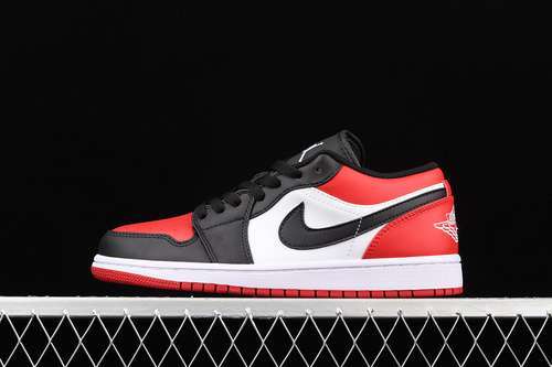 【300】[553558-612]-[AIR JORDAN 1 LOW BRED TOE WHITE/BLACK-UNIVERSITY RED]-[WOMAN:36-39]-[MAN:40-46]