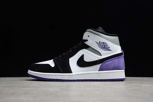 【360】[852542-105]-[AIR JORDAN 1 MID SE WHITE/BLACK-LIGHT SOLAR FLARE HEATHER-VARSITY PURPLE]