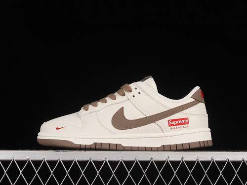 【300】[XD6188-001]-[SUPREME X SB DUNK LOW WHITE/BROWN]-[WOMAN:36-39]-[MAN:40-45]