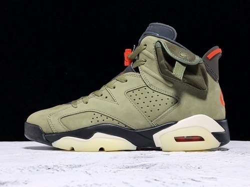 【580】[CN1084-200]-[TRAVIS SCOTT X AIR JORDAN 6 MEDIUM OLIVE/BLACK/UNIVERSITY RED]