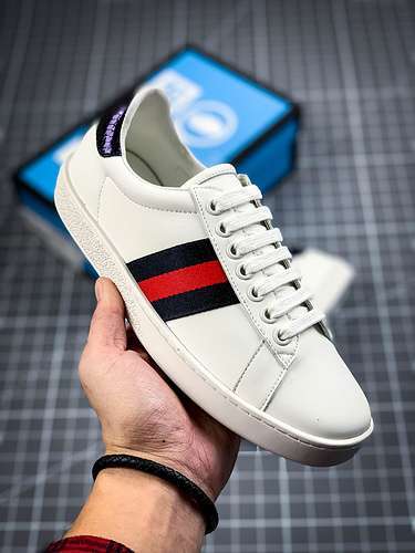 【280】[GU*CCI ACE EMBROIDERED LOW-TOP SNEAKER WHITE/NAVY BLUE/RED]-[UNISEX SIZE:35-44