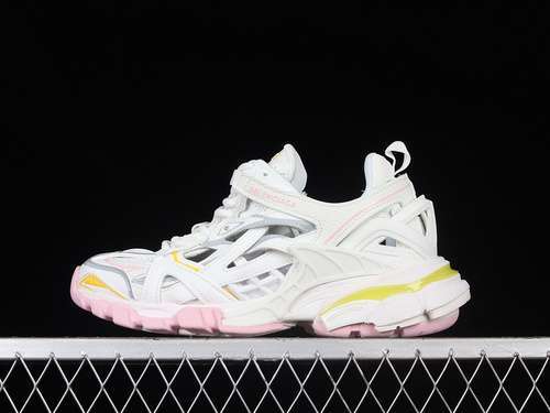 【700】[W3AE27745]-[BA*LEN*CIAGA TRACK 4.0 SNEAKERS WHITE/YELLOW/PINK]-[WOMAN:35-39]-[MAN:40-46]