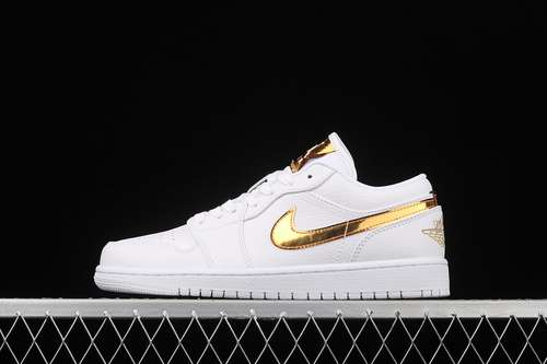 【320】[CZ4776-100]-[AIR JORDAN 1 RETRO LOW WHITE/WHITE/METALLIC GOLD]-[WOMAN:36-39]-[MAN:40-46]