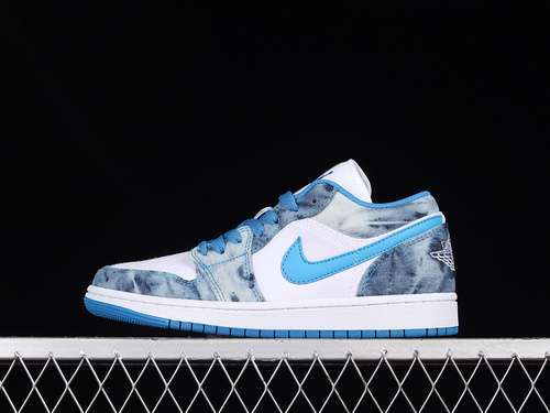 【280】[DM8947-100]-[AIR JORDAN 1 LOW GS WASHED DENIM WHITE/DUTCH BLUE/WHITE]-[UNSIEX:36-47.5]