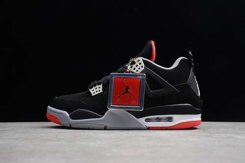 [308497-089]-[AIR JORDAN 4 RETRO BRED BLACK/CEMENT GREY-FIRE RED]-[MAN:40-48]-[OG00156]