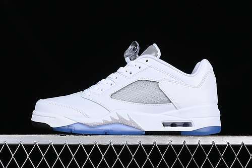 【360】[819172-122]-[AIR JORDAN 5 LOW WHITE SILVER WHITE/GREY/BLACK/BLUE/SILVER]-[UNISEX:36-47.5]