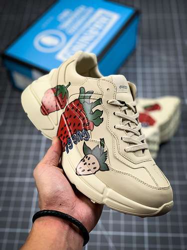 【370】[GU*CCI RHYTON VINTAGE TRAINER SNEAKER BEIGE/RED/GREEN]-[WOMAN:35-39]-[MAN:40-45]