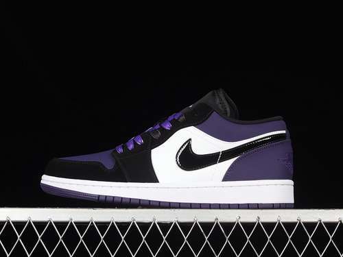 【300】[553558-125]-[AIR JORDAN 1 LOW WHITE/BLACK-COURT PURPLE]-[WOMAN:36-39]-[MAN:40-46]